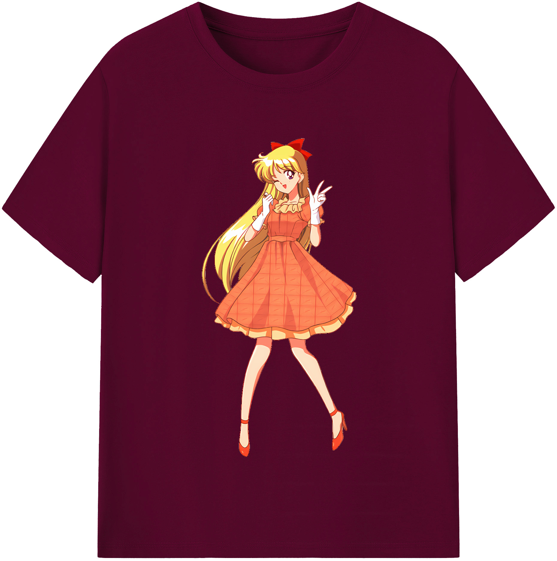 （画像用） 美少女戦士セーラームーン 愛野 美奈子 あいの みなこ Sailor Moon Aino Minako レディースカジュアルプリントTシャツ（綿100％）